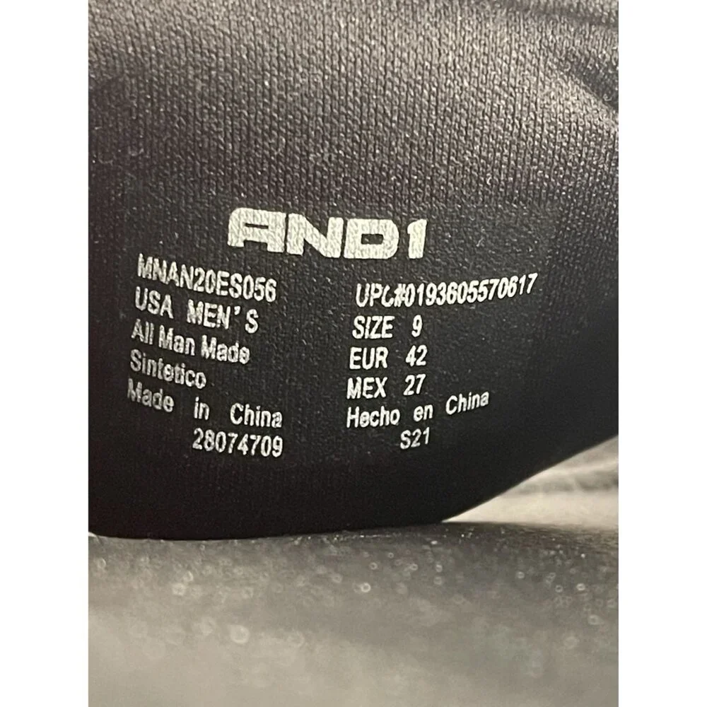 AND1 Slippers Men's Size 9 Crossover‎ Slides Black Slip On Open Toe MNAN20ES056